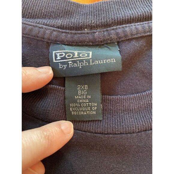 Polo Ralph Lauren Pocket T Shirt Mens 2XB Navy Red Pony Minor Flaw Shoulder - Picture 4 of 7